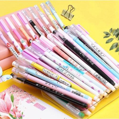 3Pcs/Set Cute Colors Erasable Washable Handle Erasable Pen Refill 0.5mm Blue Ink Black Cat Gel Pens for Students School Supplies