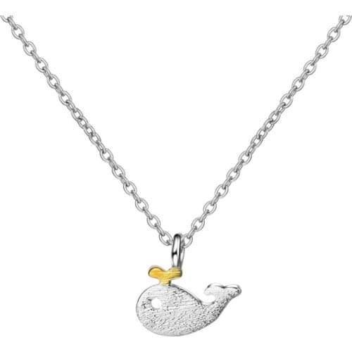 KOFSAC New Trendy 925 Silver Necklaces For Women Holiday Party Jewelry Cute Whale Pendant Necklace Girl Engagement Accessories