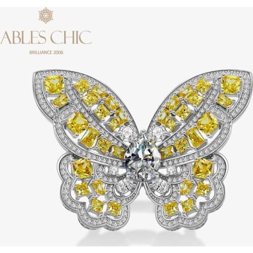 Lab Citrine Butterfly Nature Statement Ring Sterling Silver Imperial Topaz 5A Zircon Magnificent Gemstone Rings S2R1S2R1115