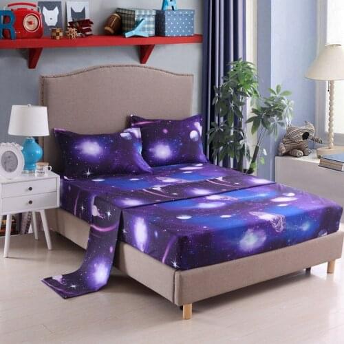 Bedding Set Soft Bedclothes 3d Galaxy Flat Sheet Fitted Sheet and Pillowcases 4pcs/3pcs Bed Set Home