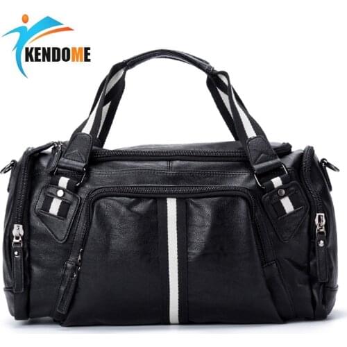 Fashio Fitness Gym Bag PU Travel Handbag for Women Men Large Capacity Stripe Shoulder Training Bags Bolso Sac De Sport Sporttas
