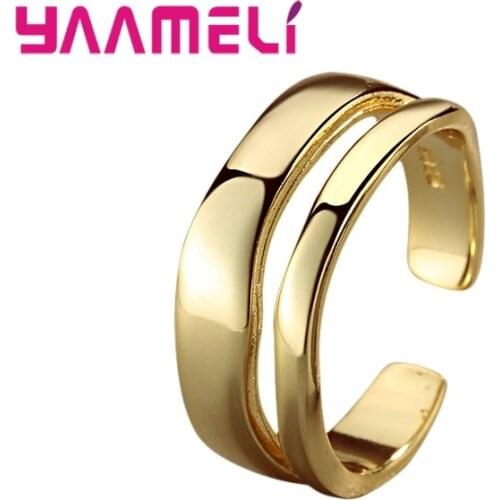 Fashion Simple Design Sea Wave Double Layers Band Rings S925 Sterling Silver Finger Jewelry for Women Men Jewellery