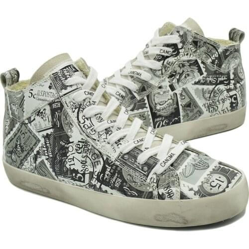 CANGMA Luxury Brand Designer Original Shoes Men Autumn Flat Shoes Mid Printing Mans Genuine Leather Sneakers Male