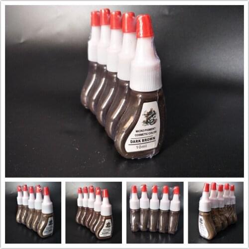10pcs mixed color tattoo ink set permanent makeup 10ml eyebrow pencil lip line tattoo ink pigment
