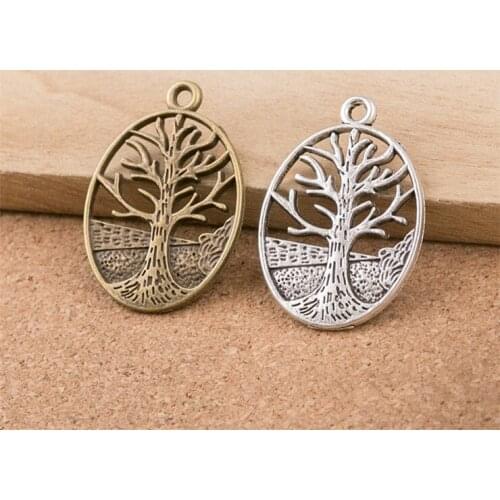NEW Accessories 4pcs/lot 34x24mm Two Colors Plated Tree Charms Pendant For Making DIY Jewelry
