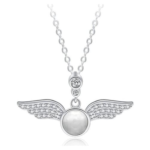 925 Sterling Silver Necklace For Women Girls Crystal Angel Wings Charm Pendent Elegant Wedding Party Jewelry dz276
