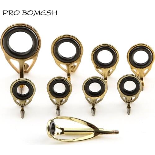 Pro Bomesh Gold Color Casting Fishing Rod Guide Set Kit Stainless Steel Guide DIY Slow jigging Guide Rod Accessory
