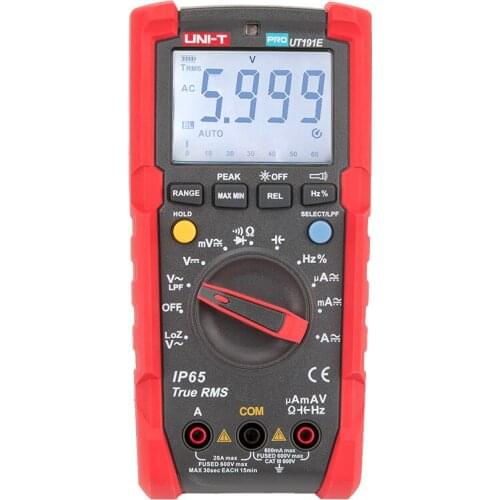 UT191E / UT191T Professional True RMS Multimeter IP65 Waterproof / Dustproof Digital Multimeter LoZ LPF Tester with CE/GS/cTUVus