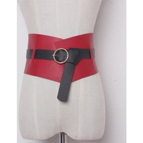Newest 8cm wide Faux Leather belt adjustable slim corset Belt body shaper Grain retro design Waistband dress accessories