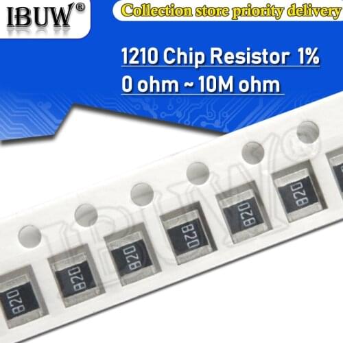 100pcs 1210 1% 1/2W SMD Chip Resistor resistors 0R - 10M 0 10 100 220 470 ohm 0R 10R 100R 220R 470R 1K 2.2K 4.7K 10K 100K 1M 10M