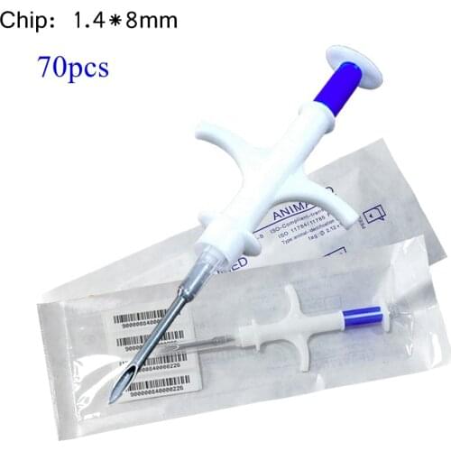 70pcs Veterinary Animal Syringe Glass Rfid Capsule Tag Transponder 1.4*8mm Injector for Dog Pet Arowana Injection