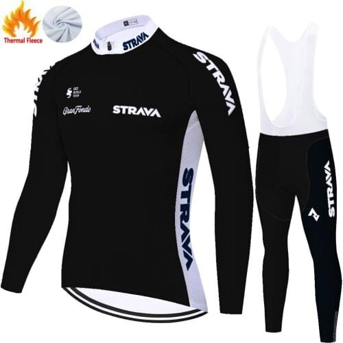 STRAVA conjunto ciclismo masculino ​​​Winter Thermal Fleece cycling kit​ ​​20D uniforme ciclismo ​warm wielren kleding heren