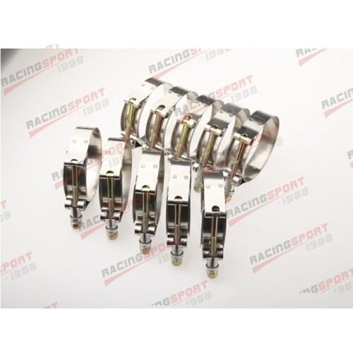 10PCS 1.5" inch Turbo Pipe Hose Coupler T-bolt Clamps Stainless Steel 43/49mm