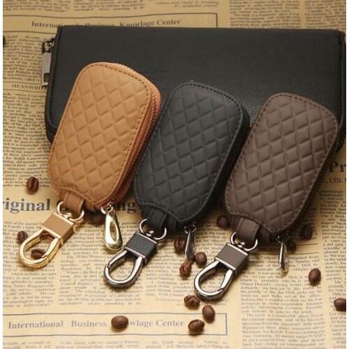 Universal Car Key Leather Remote Holder Zipper Cover Case Accessories