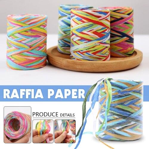 2pcs 4 Colors/6 Colors Woven Raffia Paper Rope 80 Meters Gift Bouquet Packaging Decoration Rope Creative Handmade DIY Rope