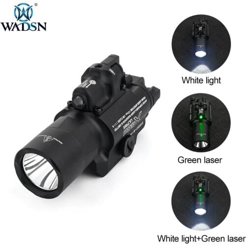 WADSN Airsoft Tactical X400 Ultra Pistol Green Laser Flashlight LED 560 Lumens Hunting Gun X400U Weapon Light Fit 20mm Rail