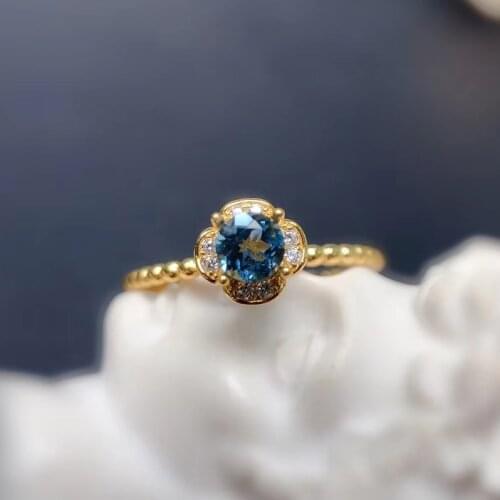 CoLife Jewelry 100% Genuine London Topaz Ring for Daily Wear 4mm VVS Grade Topaz Silver Ring 925 Silver Topaz Jewelry