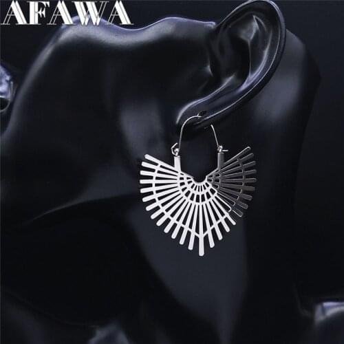 2021 Bohemia Geometry Stainless Steel Hoop Earrings for Women Silver Color Round Earrings Women Jewelry aros argolla EXS01