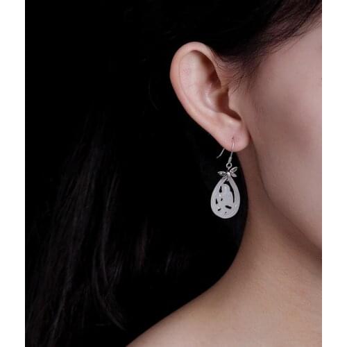 Fashion Womens Earrings Real Jade 925 Sterling Silver Earrings Elegant Fine Jewelry For Gift 2019 Original Design Jewelry