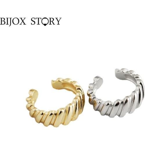 BIJOX STORY Simple Wave Clip Earrings For Women Real 925 Sterling Silver Fashion Anniversary Engagement Fine Jewelry 2021 Trend