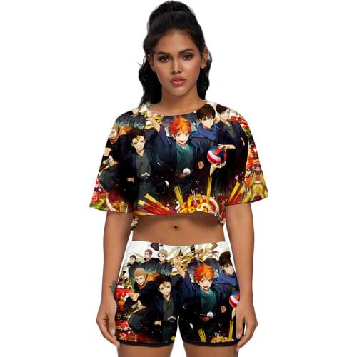 Anime Cosplay Haikyuu Women Sexy To Piece Set Tops Shorts