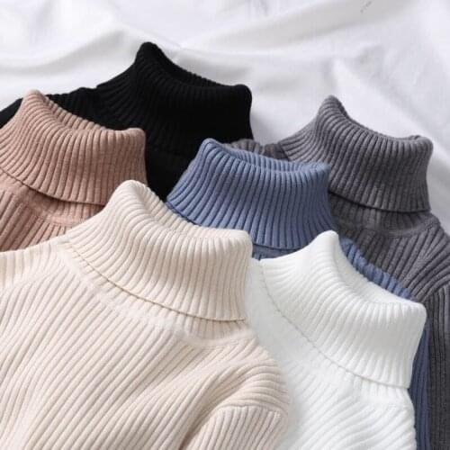 Women Turtleneck Pullover Sweater 2021 Autumn Winter Soft Thick Long Sleeve Ribbed Knitted Sweater Female Slim Solid Jumper Tops