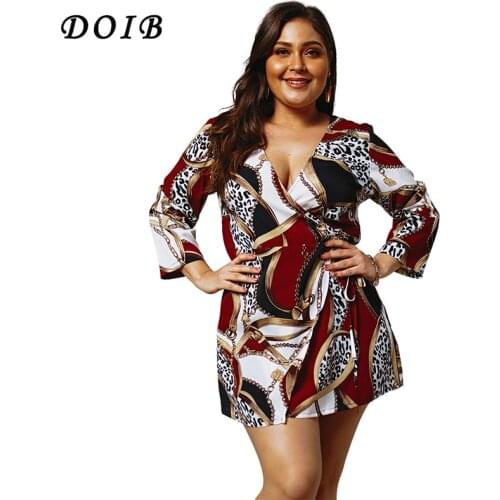 DOIB Plus Size Dresses Wrist Deep V Neck Cross Split Bodycon Women Summer Dress XL XXL XXXL XXXX