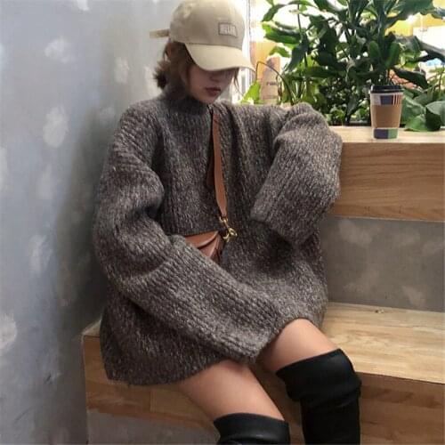Winter Women Sweaters Plus Size Turtleneck Sweater Solid Long Loose Pullovers Knitted Oversize Streewear Woman Clothing