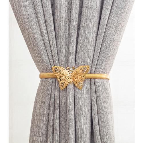Gold Silver Color Curtain Tieback Butterfly Leaves Elasticity Curtain Holder Buckle Livingroom Home Decoration Accessories