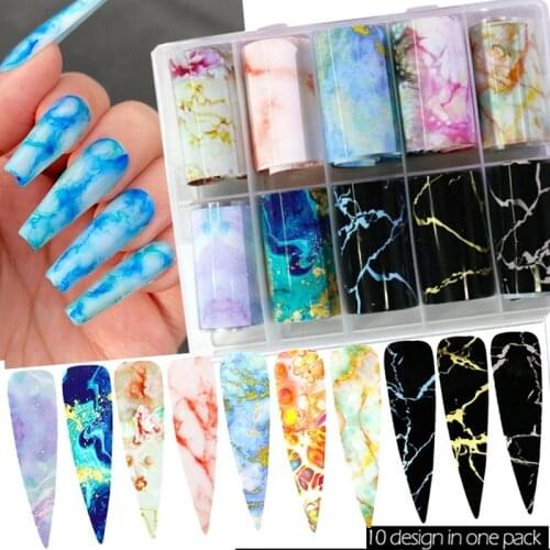 10Pcs/set Snake Print Nail Foils Leopard Skin Marble Pattern Transfer Sticker Sexy Slider Starry Sky Gel Polish Wrap Decoration
