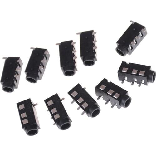 10Pcs PJ-320D 4 Pins SMD 3.5mm Female Headphone Jack Connector PCB Mount Drop Shipping