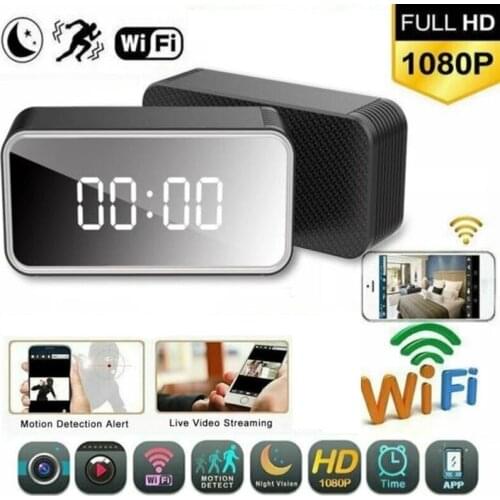 1080P Wifi Clock Hd Camera Support Max 128Gb Memory Card 6M Detect Distance Avi Video Home Security Monitor With Night Vision