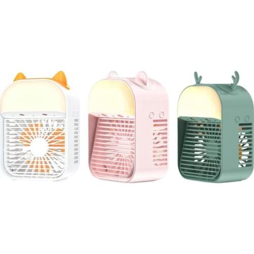 3In1 Mini USB Rechargeable Humidifier Air Cooler Fan Summer Household Office Desktop Cooling Fans with Led Light