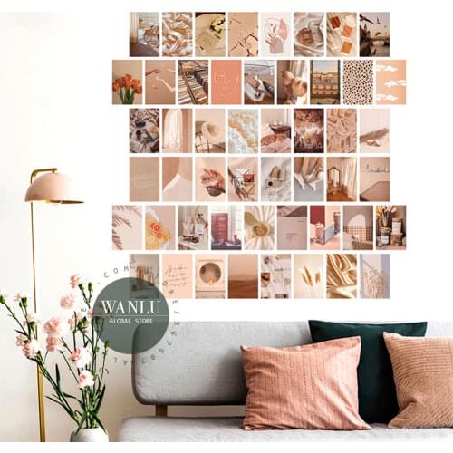 50PCS Postcard Photo Collage Set Wall Collage Kit Aesthetic Posters Bedroom Decor Minimalist Pictures Teenage Girls Room Decor