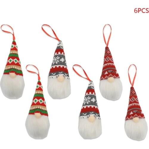 6pcs Christmas Faceless Doll Decorations Swedish Gnome Tomte Toy Hanging Tree 77UD