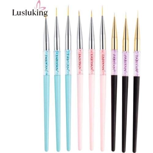 7/9/11/13mm 3pcs/Set Nail Art Lines Liner Kit Grid Stripes French DIY Painting Brush Rhinestone Handle Drawing Pen Manicure Tool