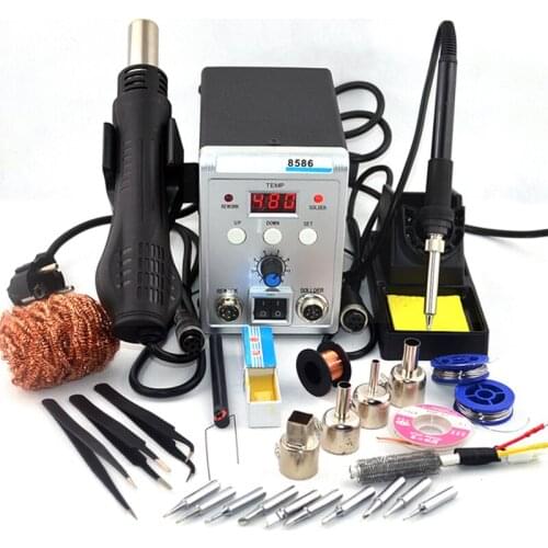 750W Upgraded version Dual mode 8586 2 In 1 ESD Hot Air Gun Soldering Station Welding Solder Iron For IC SMD Desoldering Rework