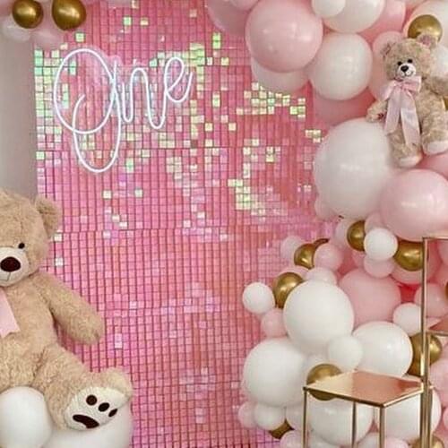 Shimmer Wall Panel Backdrop Sequin 4D Stand Decoration Wedding Interlocking Iridescent Pink Gliter Popular Holidays Celebrate 3D