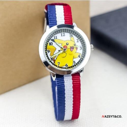 New Pokemon Childrens Watch Canvas Nylon Analog Quartz Watch Cartoon Anime Character Electronic kids Watch Birthday Gifts