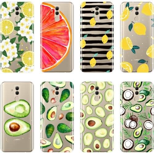 TPU Phone Case For Huawei Mate 7 8 9 10 20 Lite Avocado Lemon Orange Flower Silicone Soft Back Cover For Huawei Mate 9 10 20 Pro