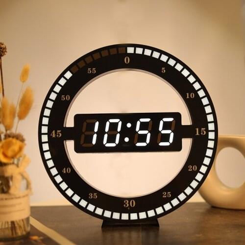 Digital 3D LED Wall Clock Modern Design Dual-Use Dimming Digital Round Desktop Table Clocks Home Decoration Xmas Gift US EU PLUG