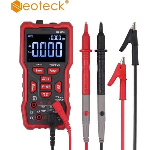 Neoteck True RMS Digital Multimeter Intelligent Button Multimeter 9999 Counts NCV Multimeter Multimeter AC DC Ammeter Voltmeter
