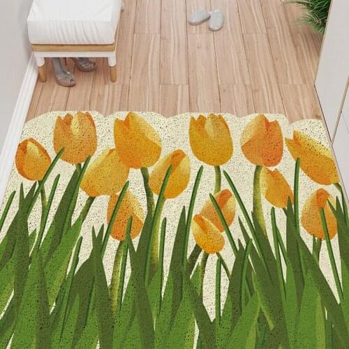 Tulip Flower Home Mats Carpet PVC Silk Loop Non-slip Entrance Doormat Can Be Cut Custom Mats Carpet Easy To Clean Indoor Doormat