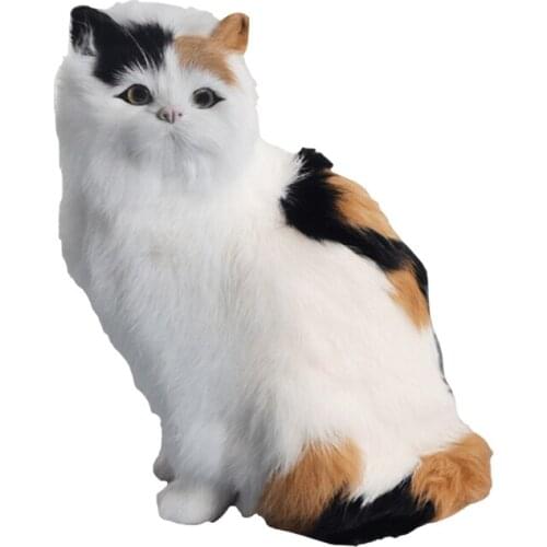 Dorimytrader Simulation Cat Doll Plush Toy Realistic Pet Cat Model for Send Friends Gifts Home Creative Decoration 26x19cm