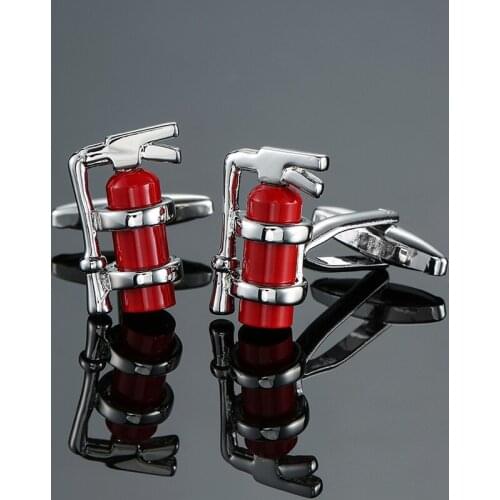 DY New high quality fire safety equipment red fire extinguisher Cufflinks fashion Mens French shirt Cufflink free shipping
