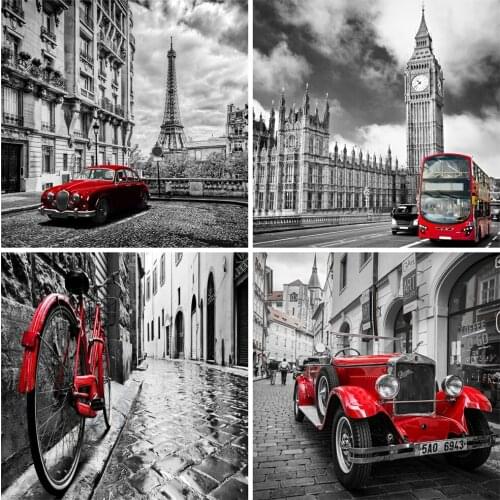 Evershine Diamond Painting Car Cross Stitch 5D DIY Diamond Embroidery Black White Landscape Full Square Round Mosaic Home Decor