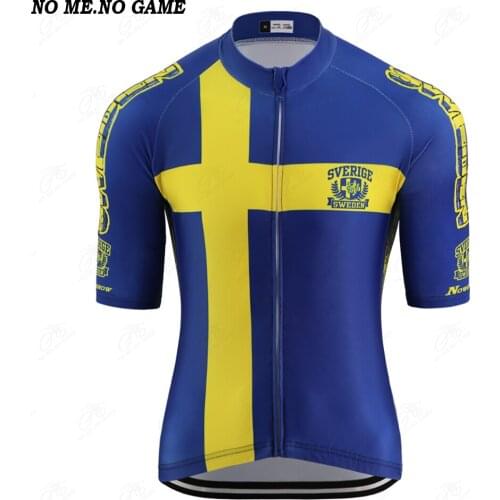 NO ME NO GAME-Pro Sweden national team flag cycling jersey men road /mtb bike wear clothing Triathlon racing cycling clothing