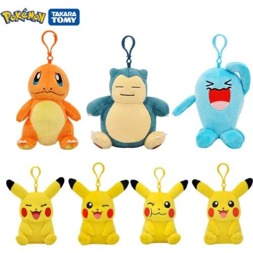 12cm Pokemon Toys Plush Keychain Pendant Doll Anime Figures Pikachu Charmander Psyduck Wobbuffet Snorlax Kids Toy Xmas Gift