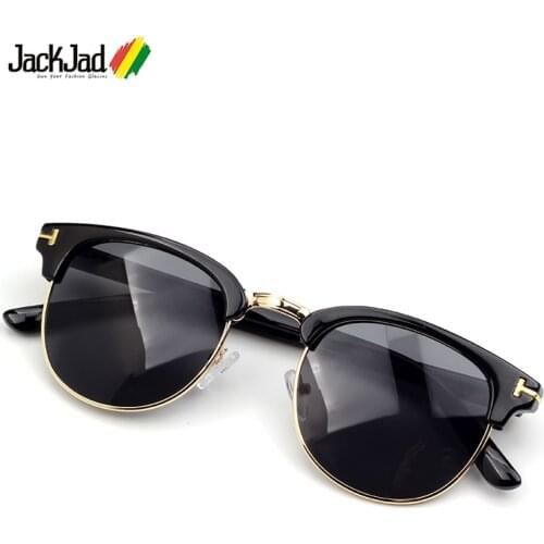 JackJad 2021 Vintage Classic Half Frame Round Style HENRY Sunglasses T Metal Fashion Brand Design Sun Glasses Oculos De Sol 8015