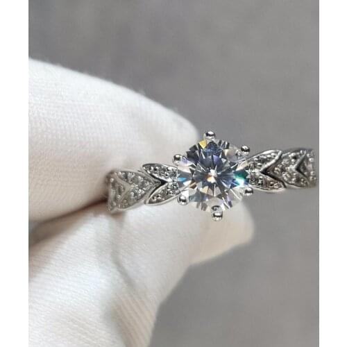 Inbeaut Cupids Arrow Ring 925 Silver Excellent Cut Pass Diamond Test 1 ct D Color Moissanite Rings for Women Engagement Jewelry